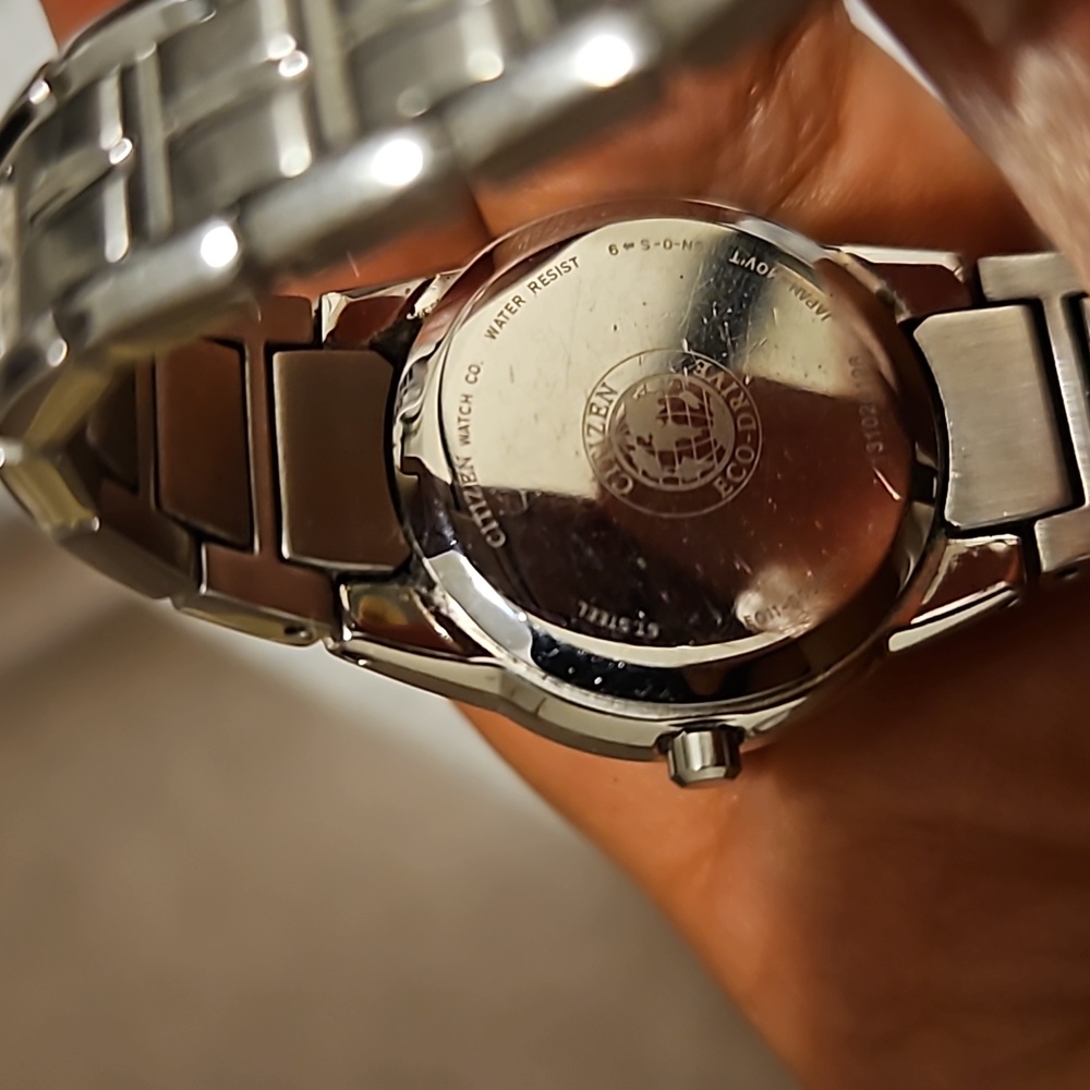 Citizen Eco drive black diamond stainless steel watch - Picture 2 of 6